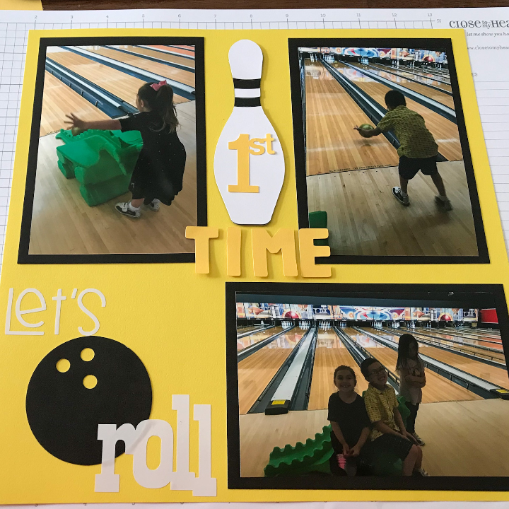 Bowling Scrapbook Page with a Lets Roll Page Title