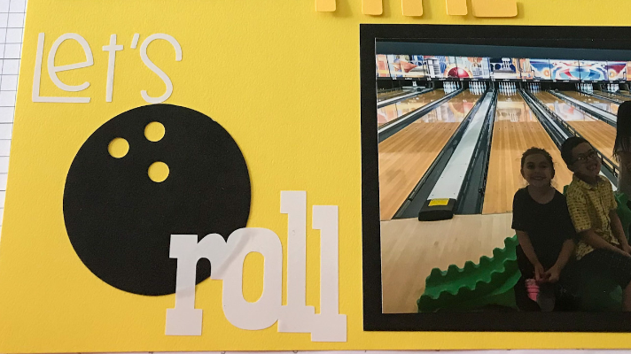 Bowling Scrapbook page title and layout for kids