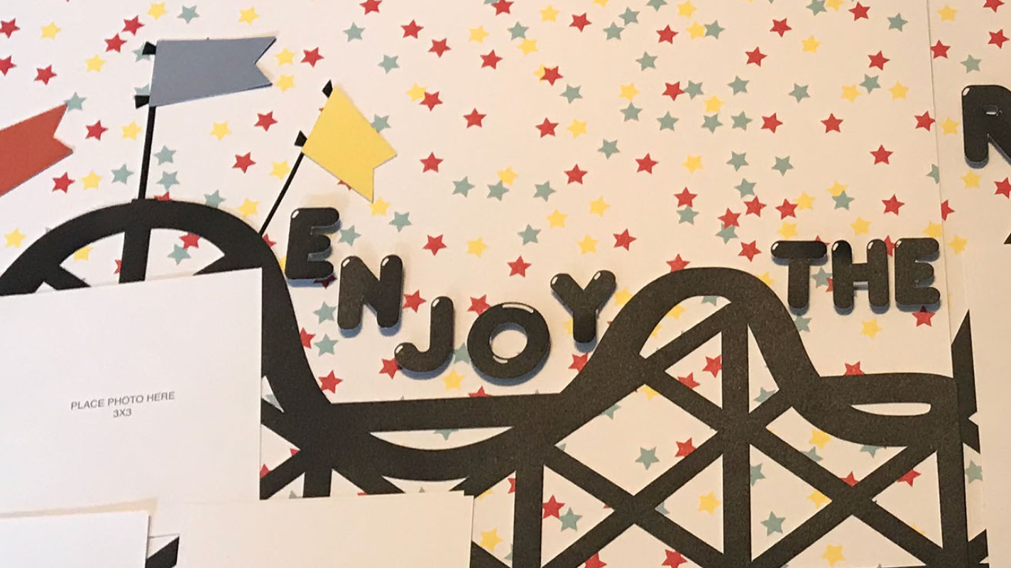 Amusement Park Themed Free Cricut Scrapbook Layout Sunflower Paper Crafts