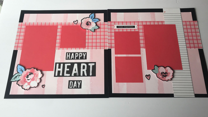 Premade 12x12 Scrapbook Page Layout, Valentine Scrapbook Layout Page,  Scrapbooking, Valentine Scrapbook Layout, Fully Assembled Scrapbook