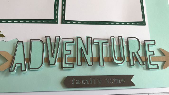 Adventure title for outdoors scrapbook layout with Cricut