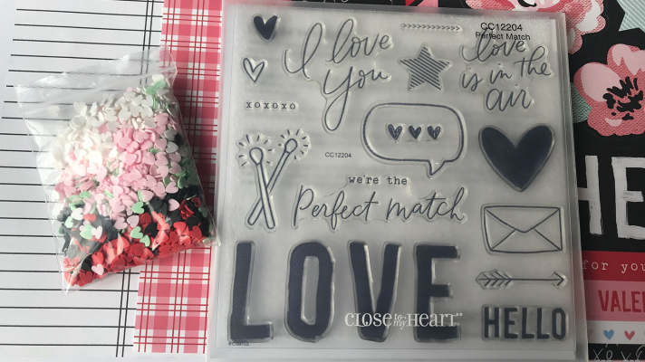 Close to My Heart Valentine's Day scrapbook paper and stamp