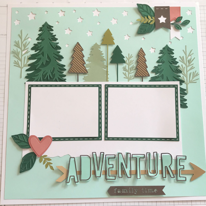 Cricut scrapbook template made with card stock and the close to my heart cricut design space template