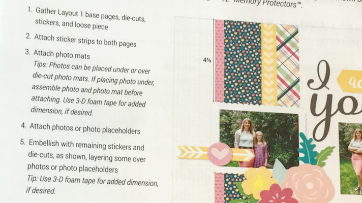 Follow the cut above layout instructions to create scrapbook pages