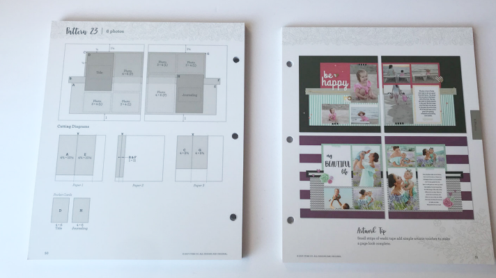 scrapbook sketches with measurements and pictures to follow to create easy 12x12 layouts