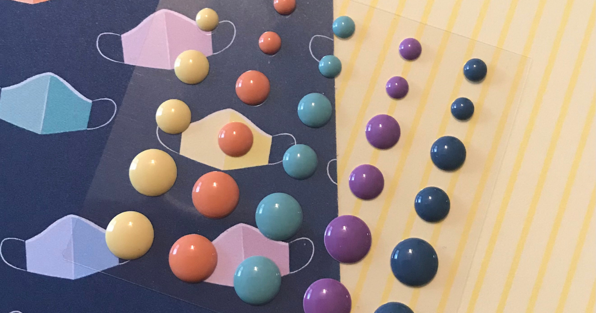 Dots for embellishments on Quarantine Scrapbook pages
