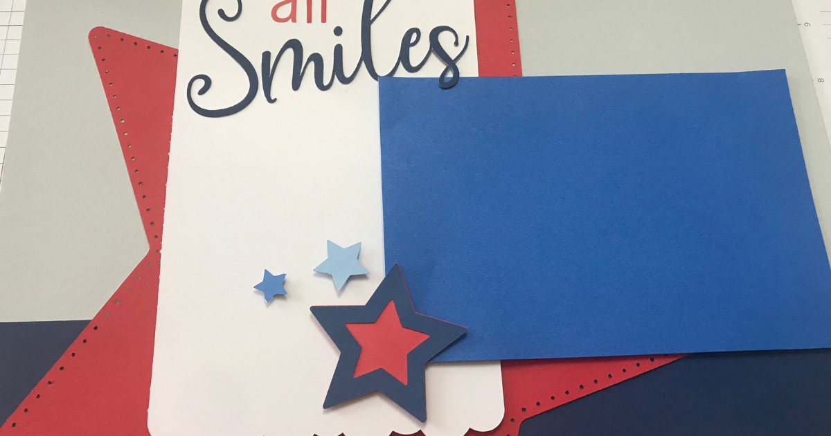 Add the final pieces fo the Cricut Patriotic Scrapbook with 3D foam tape