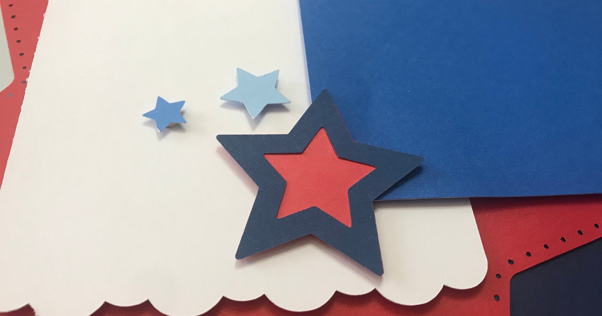 CTMH stars and sparklers for a Cricut Patriotic Scrapbook Page