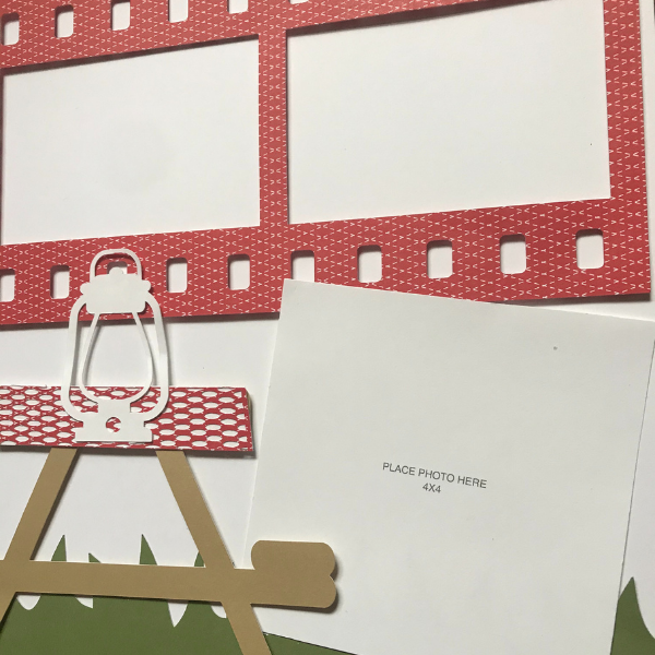 picnic scrapbook layout with Cricut holds 4 photos 