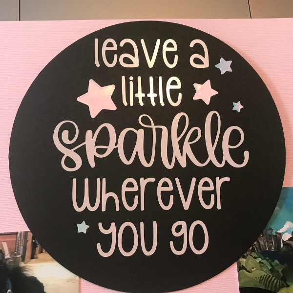 Scrapbook page title with vinyl and a shape