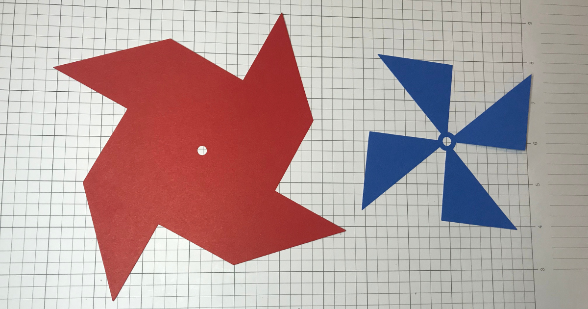 card stock pinwheels cut with the Cricut for a 4th of July Cricut Craft