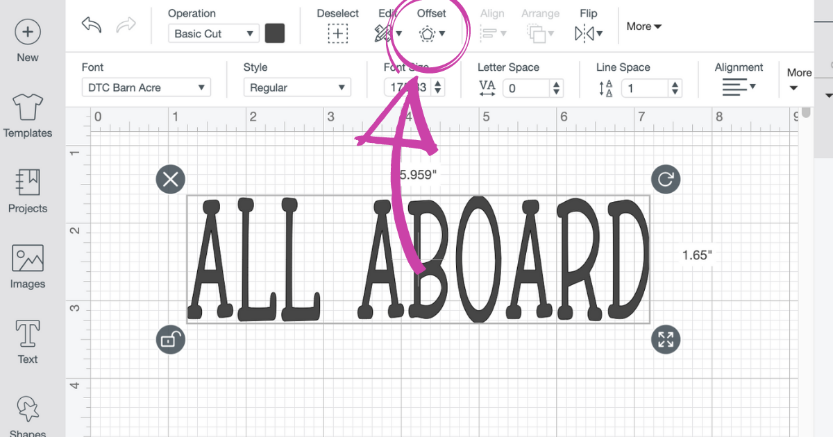 Offset in Cricut Design Space to click to make a shadow of the text