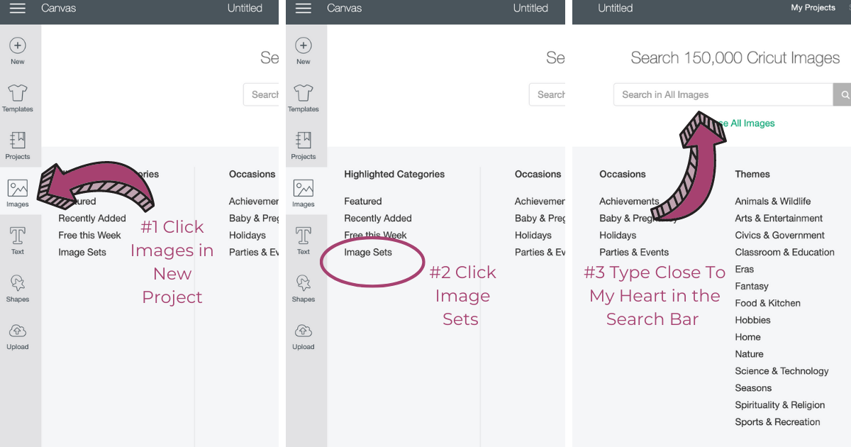 How to find CTMH image sets in Cricut Design Space