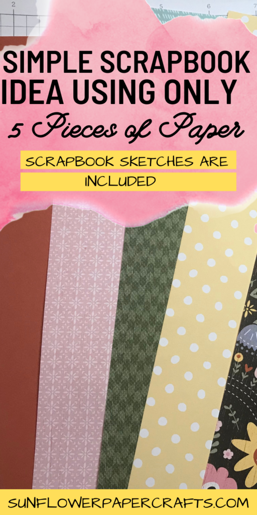 simple scrapbook idea using 5 pieces of paper