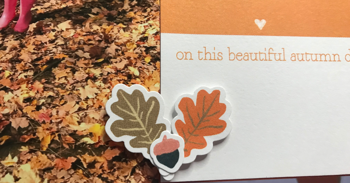 adding stickers to the fall scrapbook page layout