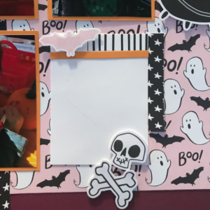 Decorating a journaling cards for Halloween scrapbook idea