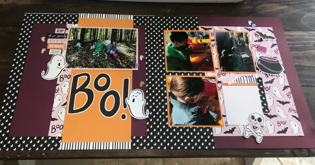Double Page Halloween Scrapbook Layout