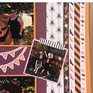 Halloween scrapbook page ideas to use patterned paper strips on page layout 