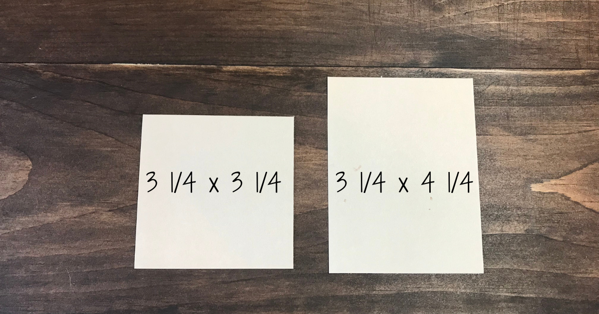 Measurements for Almond Card stock