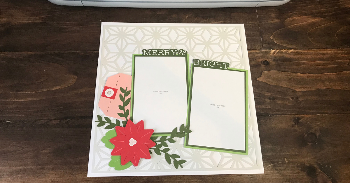 Merry and Bright Cricut Christmas Scrapbook Page