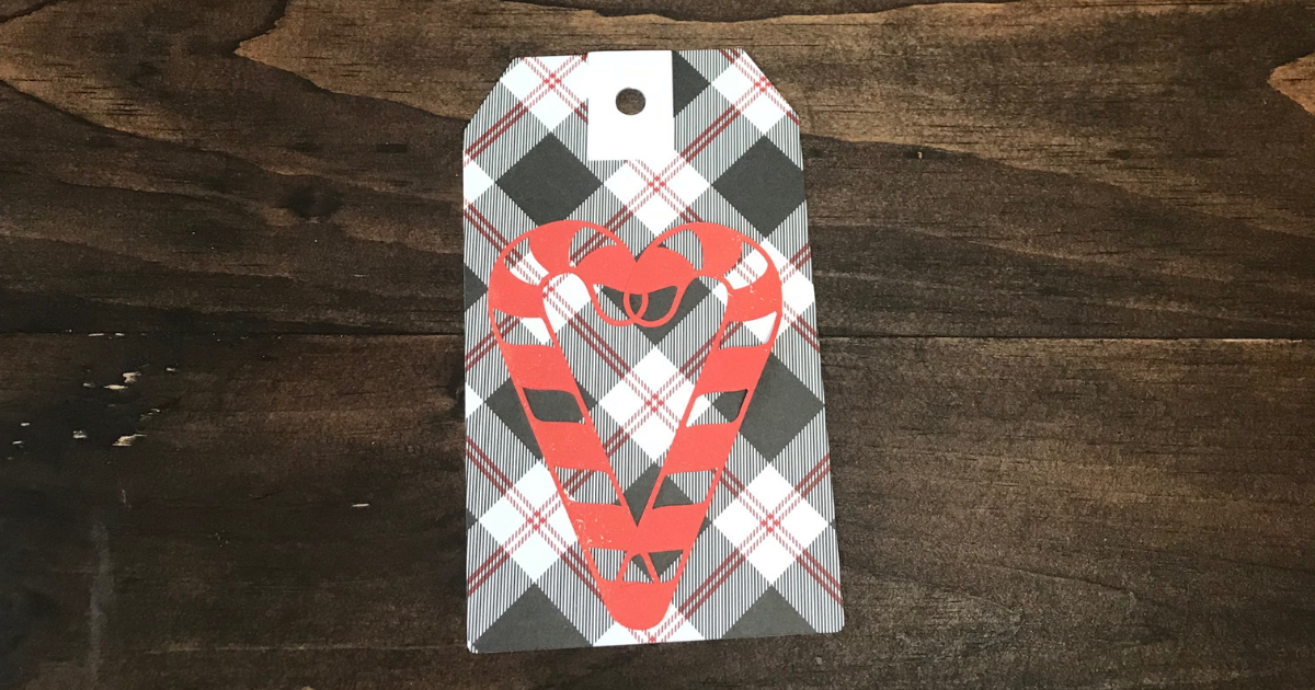 Candy Cane heart gift tag