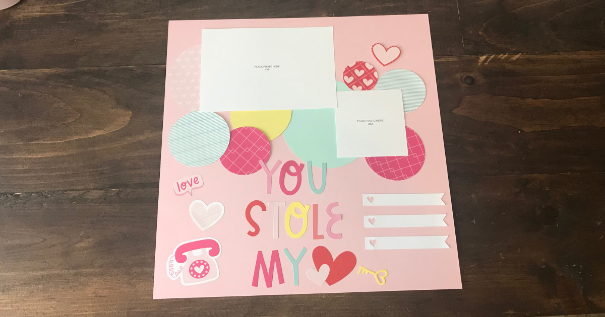 You stole my heart couples scrapbook page