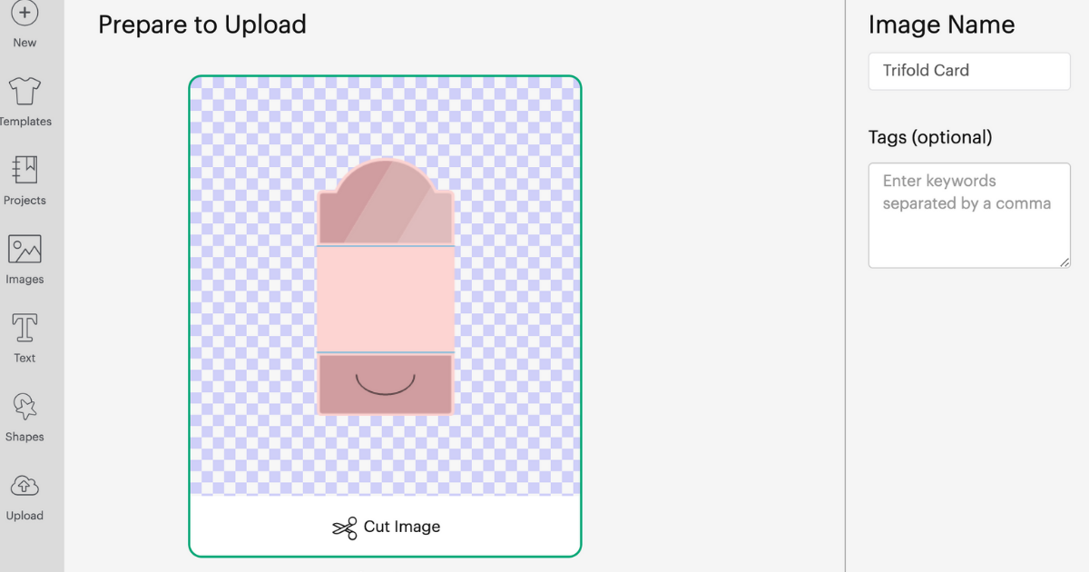 Uploading the card template to Cricut Design Space