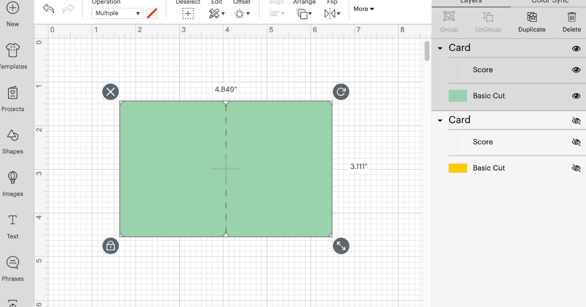 Insert the Cricut Card image into a Design Space project