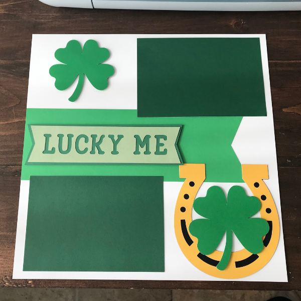 Lucky me st Patricks day scrapbook page