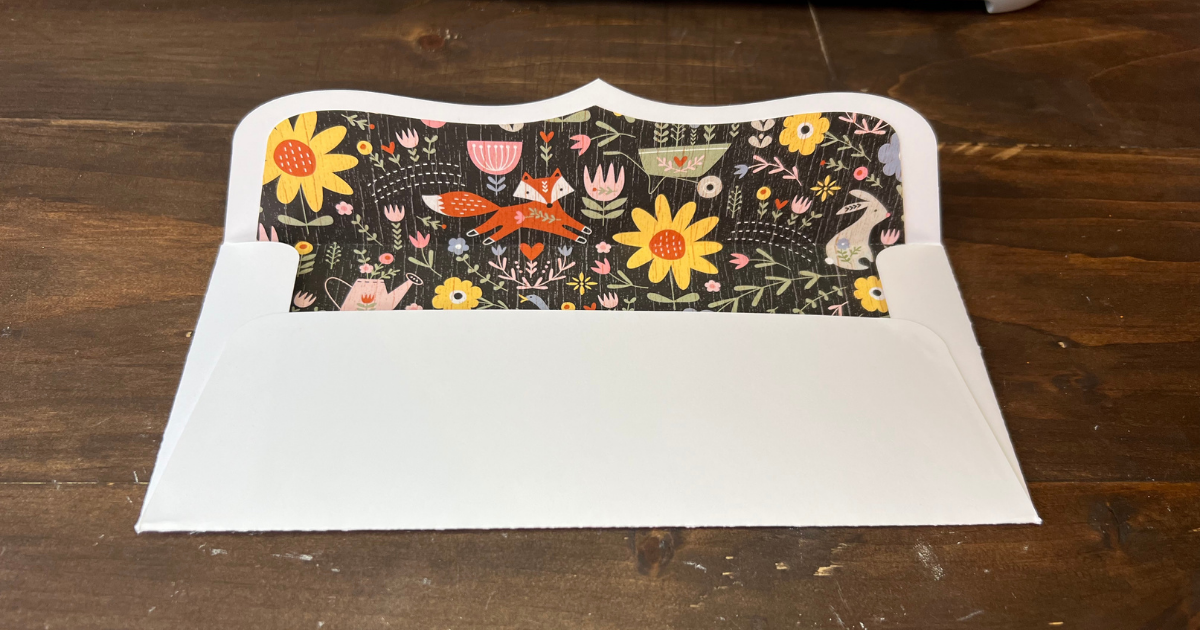 slim line envelope with decorative paper 