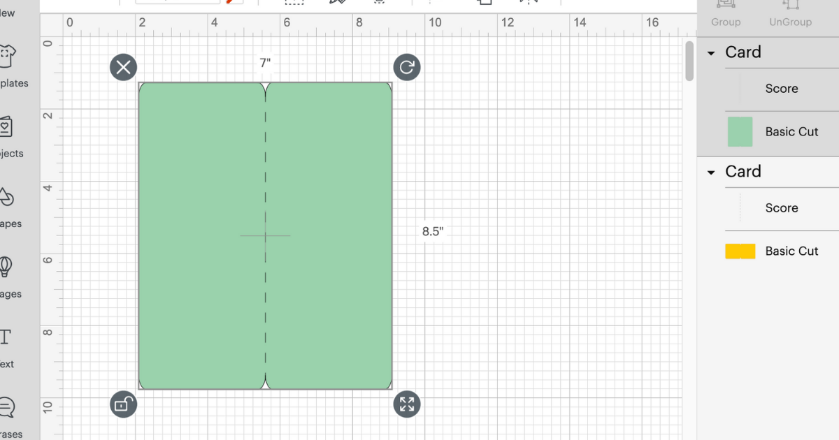 Change the size to a slim line card size in Cricut Design Space