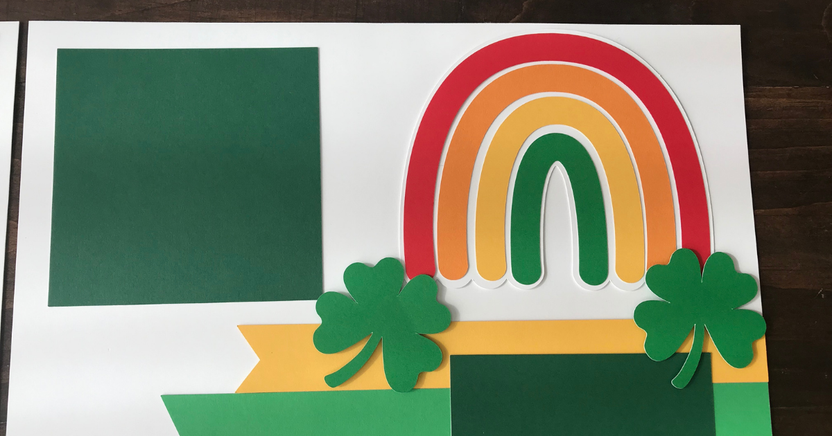 St. Patricks Scrapbook page with a rainbow 