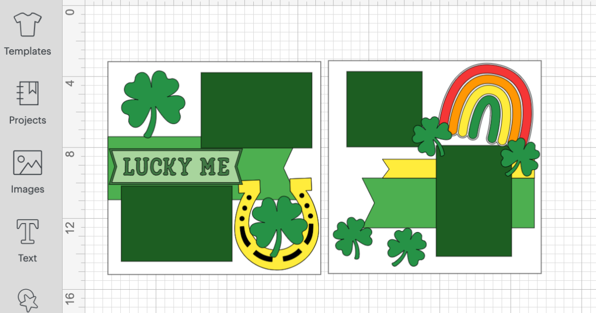 St. Patrick's day scrapbook layout in Cricut Design Space