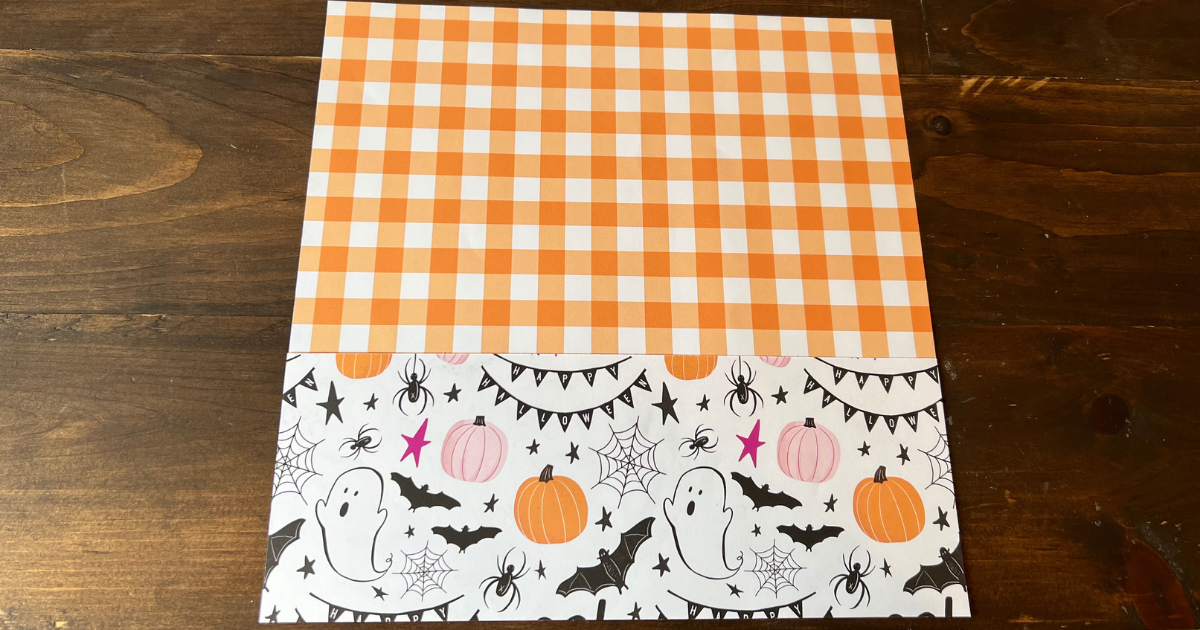 adding the scrapbook paper to the easy beginner scrapbook layout