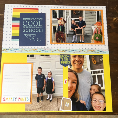 Happy & Simple School Scrapbook Layout with 3 Pieces of Paper for First Day