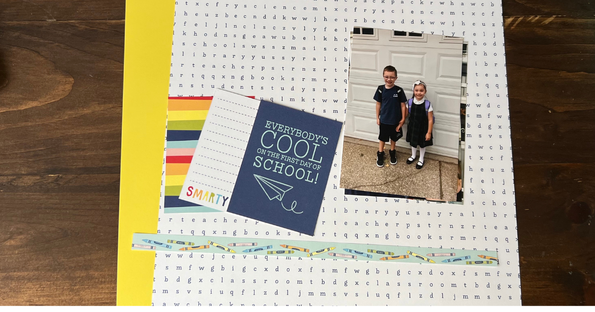 scrapbook supplies for first day of school page