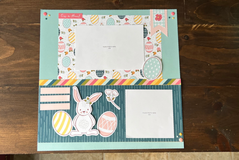 Simple and Fast Easter Scrapbook Layout with 3 Pieces of Paper for all Photos