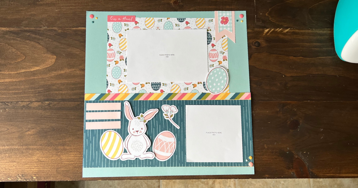 simple-and-fast-easter-scrapbook-layout-with-3-pieces-of-paper-for-all-photos-sunflower-paper-crafts