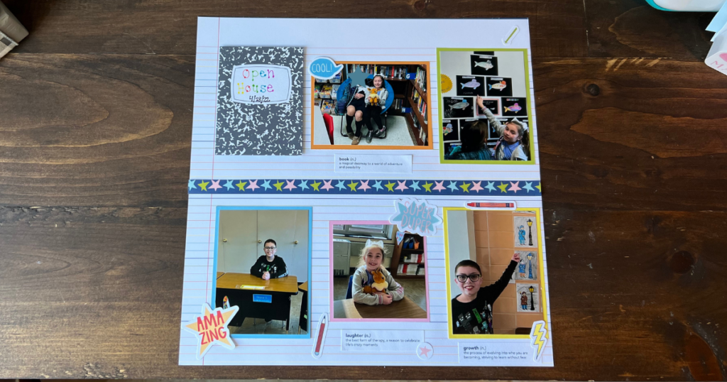 school days scrapbook page idea