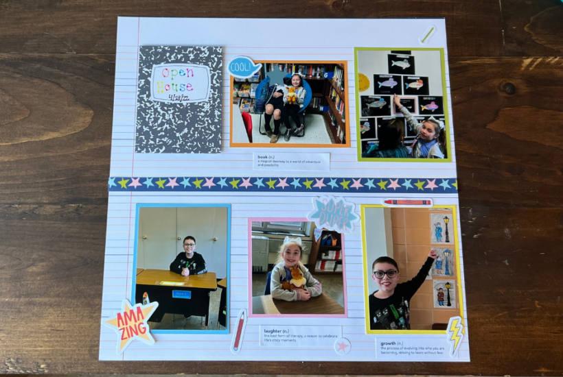 Bright & Colorful School Days Scrapbook Page Idea for School Memories