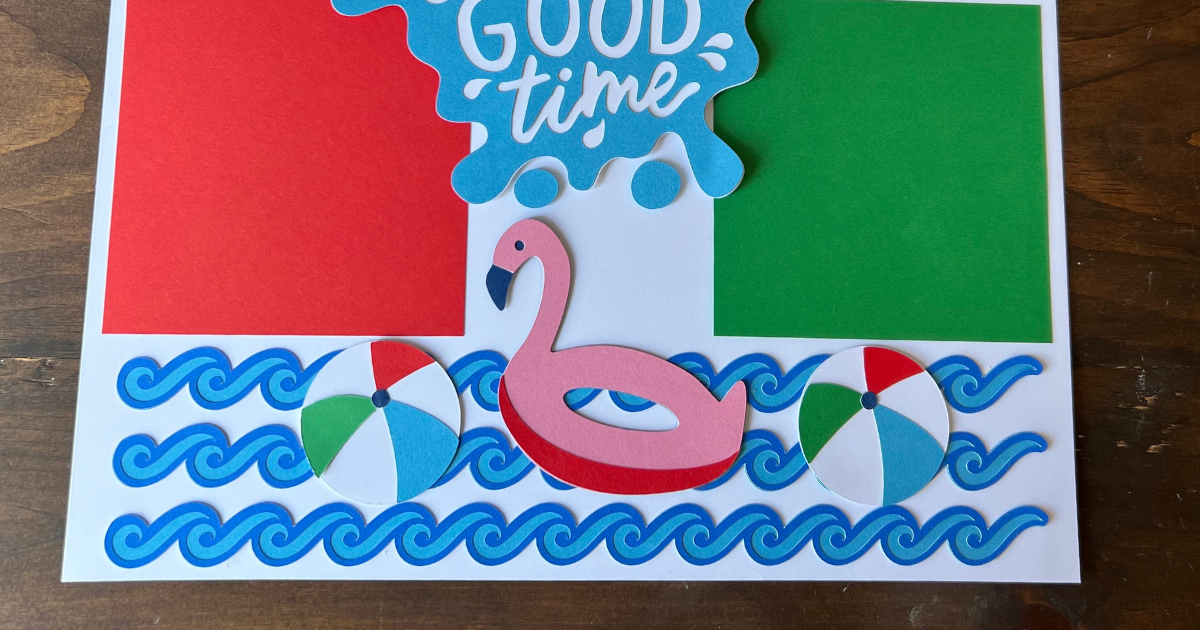 wavs cut out of card stock for a Cricut pool scrapbook idea 