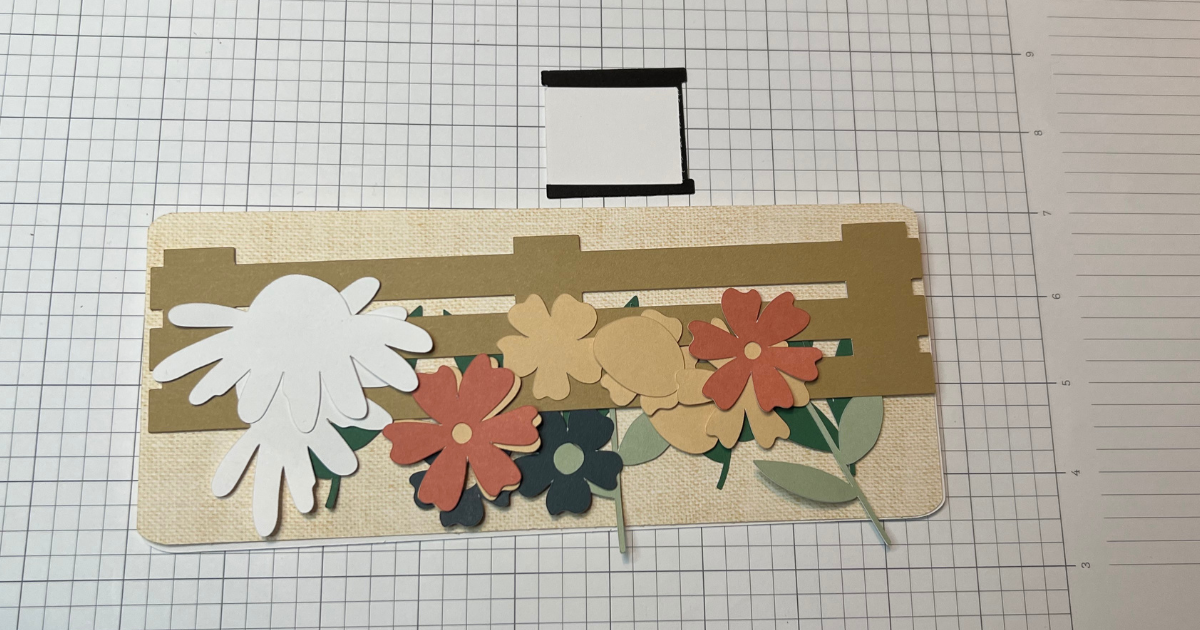 Flower Cricut slimline card cut with Cricut machine