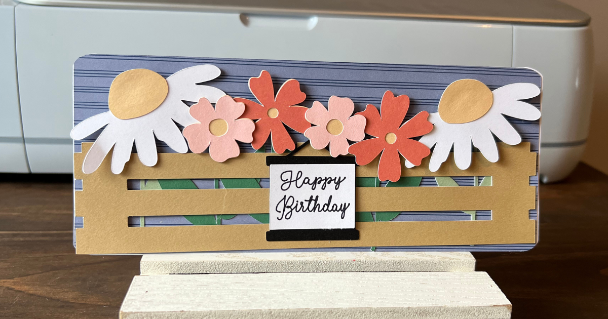 Happy Birthday Flower Cricut Slimline Card
